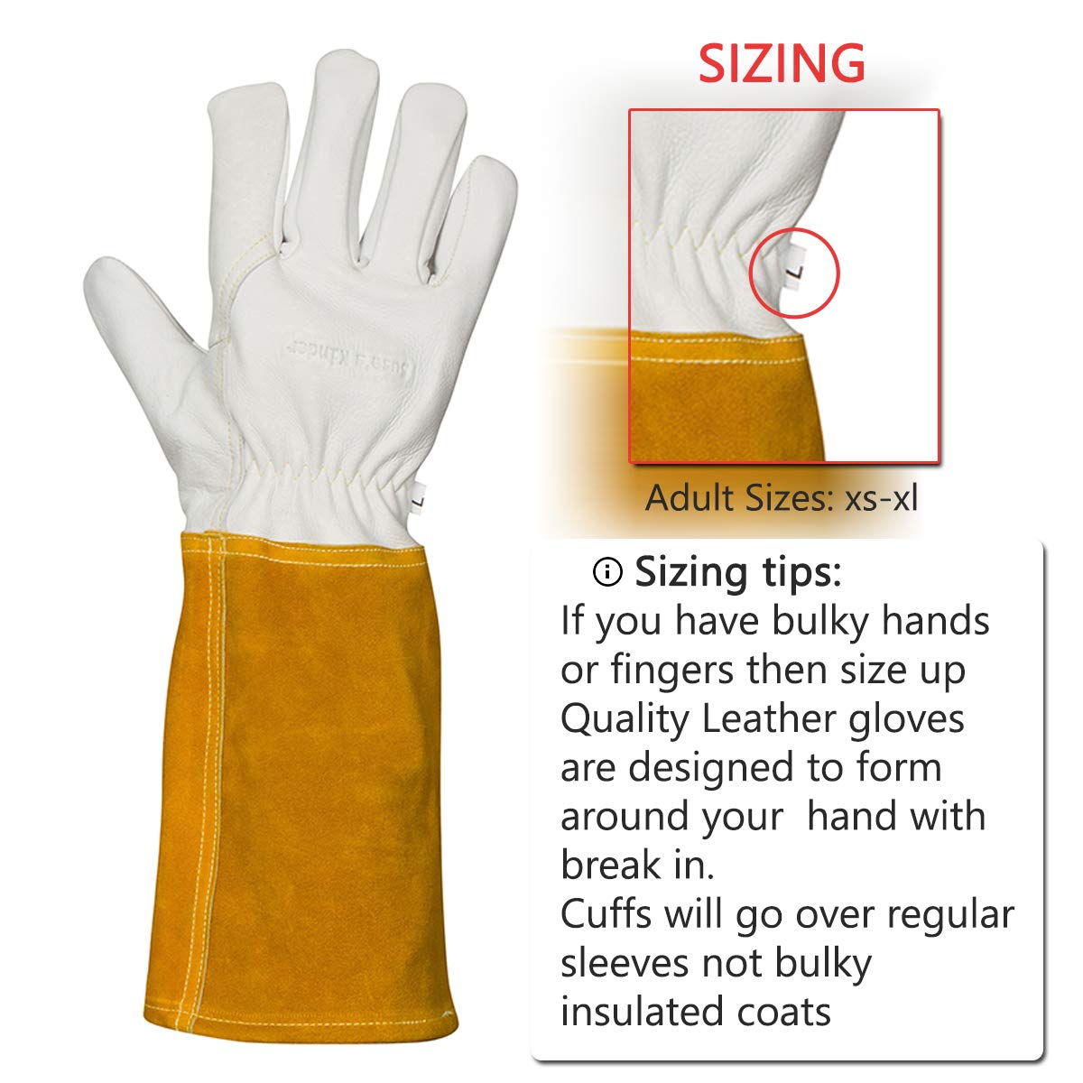 Suse's Kinder Fireplace Gloves for Women, Mig Tig Welding Gloves XS, Fireproof Heat Resistant Barbecue Mitt, Welders, Top Grain Cowhide Lined Hand (Yellow White, XS)