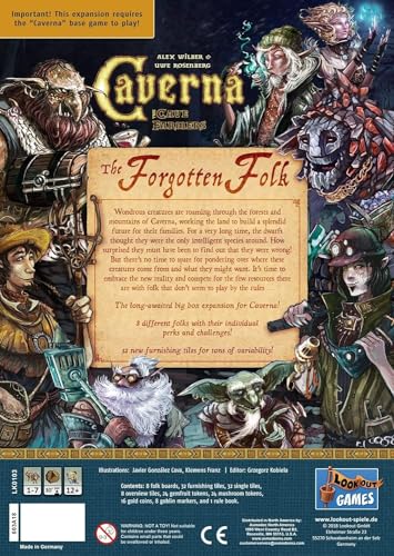 Lookout Games Caverna The Cave Farmers The Forgotten Folk Board Game EXPANSION | Cooperative Farming Strategy Game for Adults and Kids | Ages 12+ | 1-7 Players | Avg. Playtime 30-210 Minutes | Made by