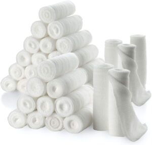 gauze bandage rolls - 4 yards per roll of medical grade gauze bandage and stretch bandage wrapping for dressing all types of wounds and first aid kit by medca, (3" pack of 36)