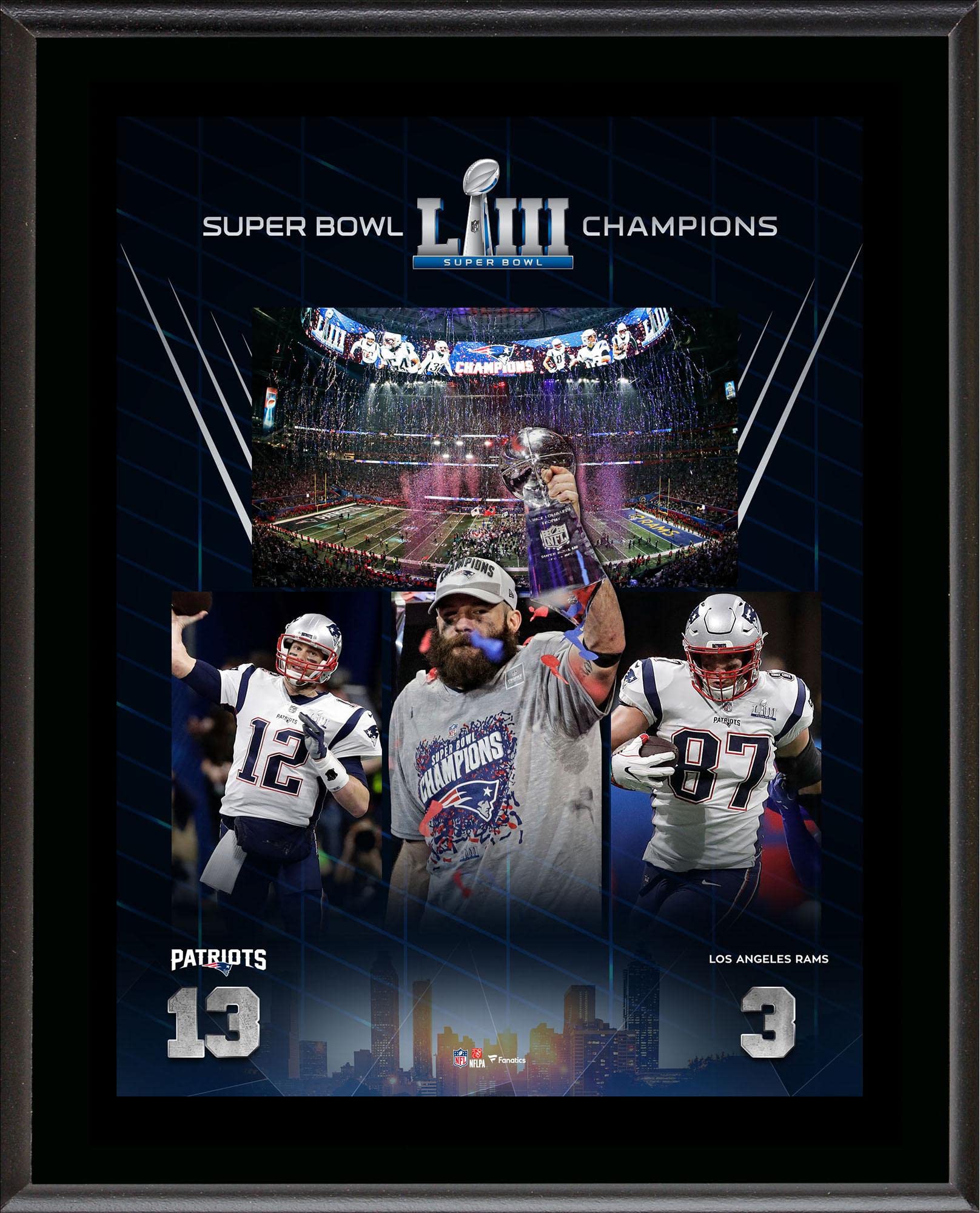 Sports Memorabilia New England Patriots 10.5'' x 13'' Super Bowl LIII Champions Sublimated Plaque - NFL Team Plaques and Collages