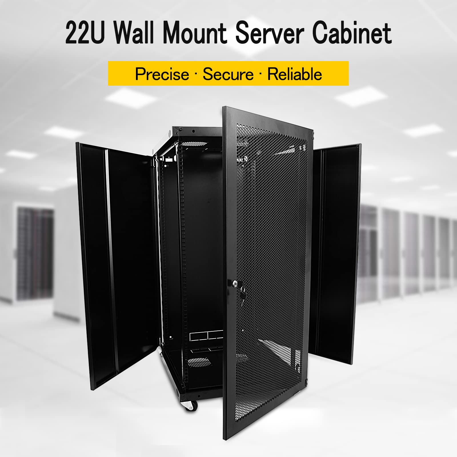 RAISING ELECTRONICS 22U Wall Mount Network Server Cabinet Rack Enclosure Ventilated Door Lock 600mm Deep (22U)