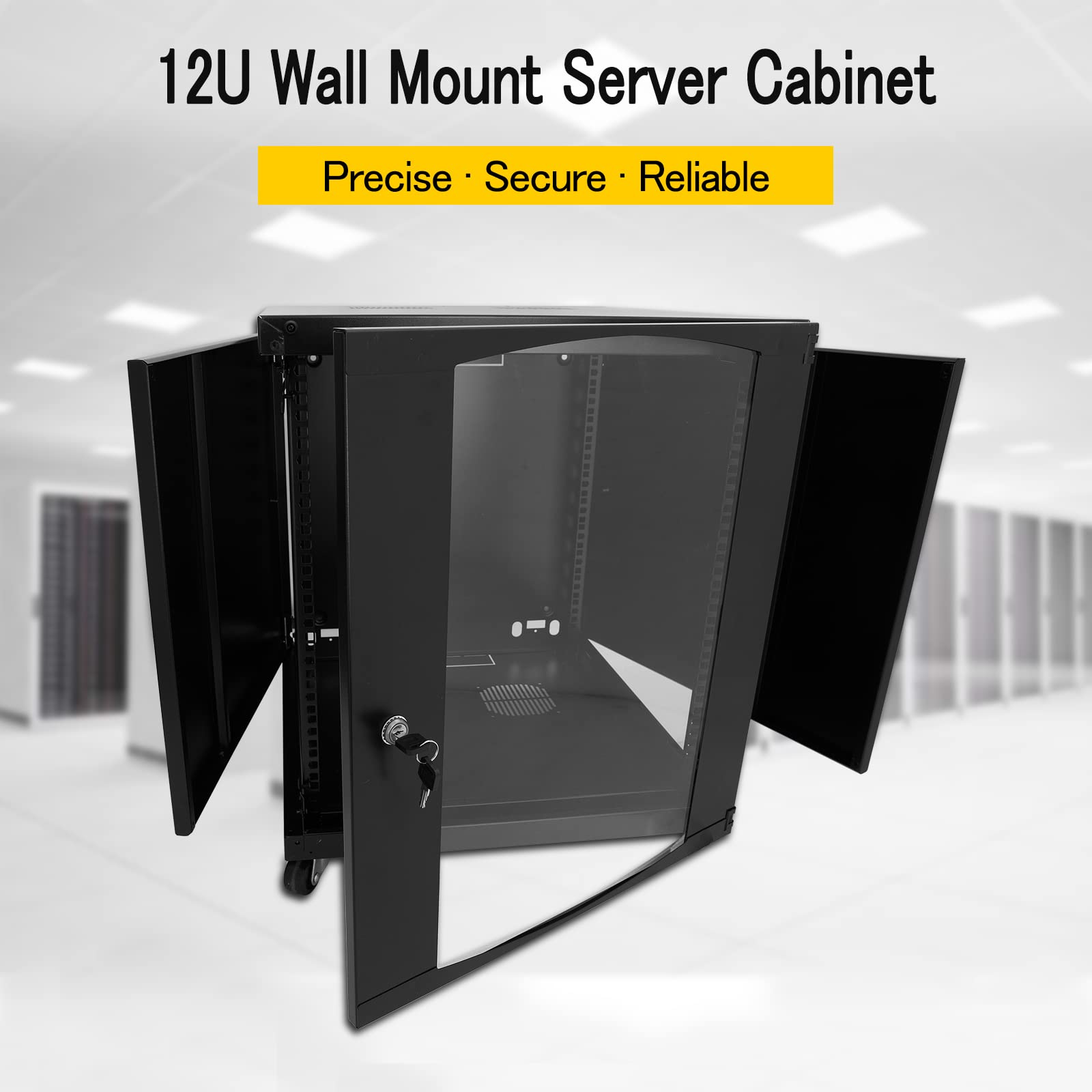 RAISING ELECTRONICS 12U IT Network Server Wall Mount Cabinet 600MM DEEP Door Lock