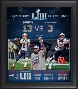 sports memorabilia new england patriots framed 15" x 17" super bowl liii champions team collage - nfl team plaques and collages