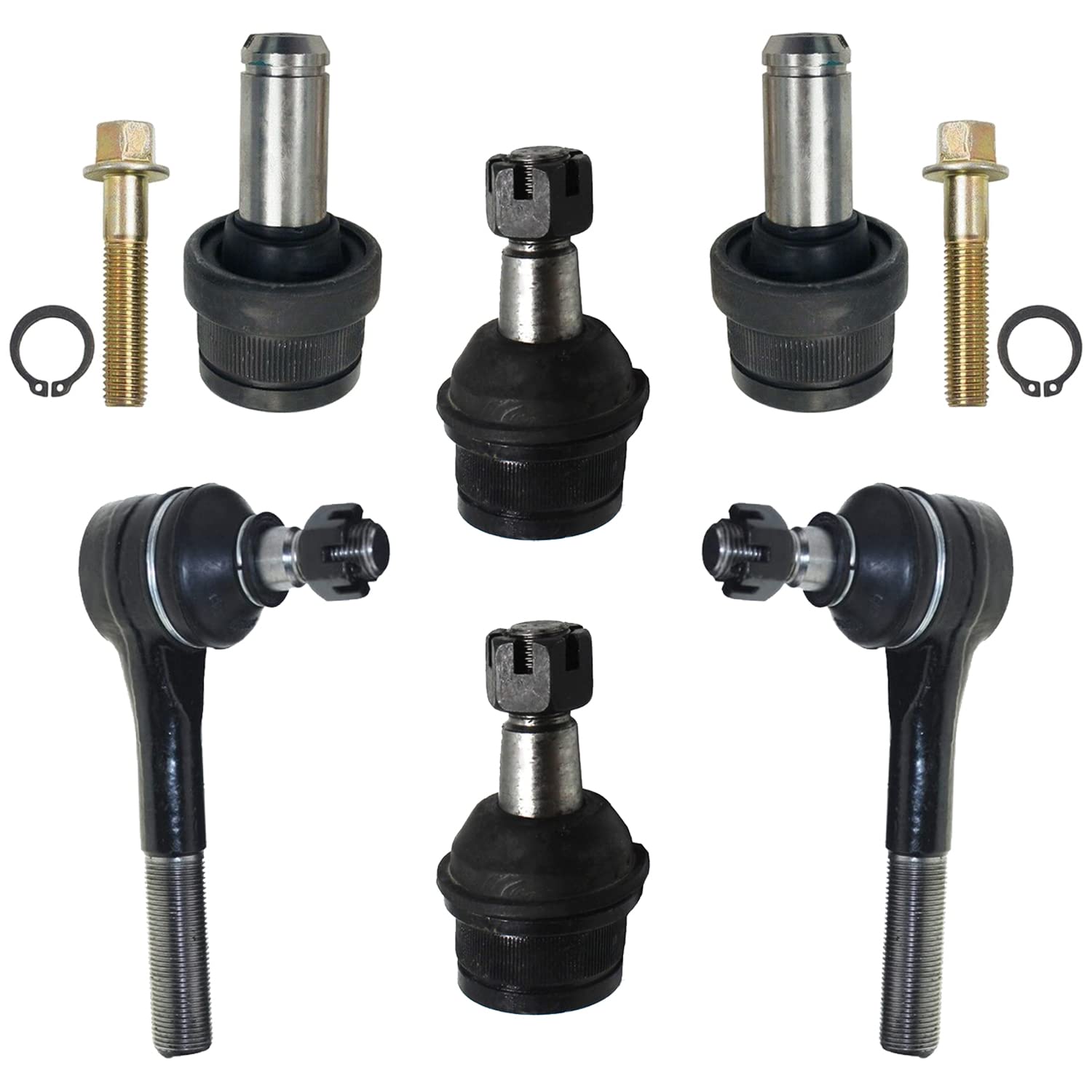 Detroit Axle - 4WD Front Ball Joints Tie Rods for Ford Explorer Ranger Mazda B2300 B3000 B4000 Navajo 4 Upper & Lower Ball Joints 2 Outer Tie Rod End Links Replacement - 6pc Set