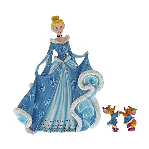 Enesco Disney Showcase Couture de Force Holiday Cinderella with Jaq and Gus Figurine Set, 8.46 Inch, Multicolor