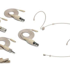 Samson DE10x Omnidirectional Headset Microphone with Four Adapter Cables Compatible with Most Popular Wireless Systems (Tan)