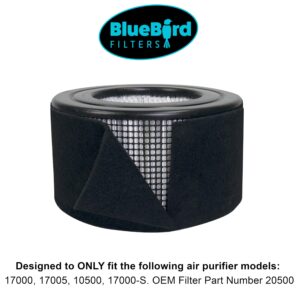 BlueBird Filters Replacement Prefilter, Fits Honeywell 17000-S, Carbon Charcoal, 2 Pack