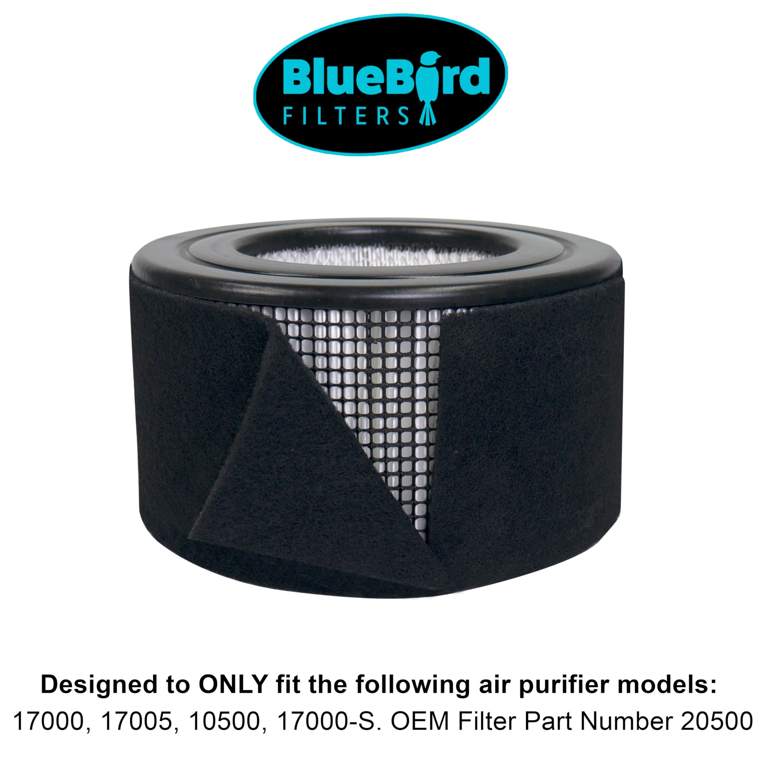 BlueBird Filters Replacement Prefilter, Fits Honeywell 17000-S, Carbon Charcoal, 2 Pack