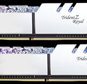 G.SKILL Trident Z Royal Series (Intel XMP) DDR4 RAM 32GB (2x16GB) 3200MT/s CL16-18-18-38 1.35V Desktop Computer Memory UDIMM - Silver (F4-3200C16D-32GTRS)