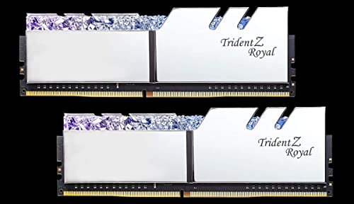 G.SKILL Trident Z Royal Series (Intel XMP) DDR4 RAM 32GB (2x16GB) 3200MT/s CL16-18-18-38 1.35V Desktop Computer Memory UDIMM - Silver (F4-3200C16D-32GTRS)
