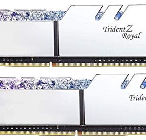 G.SKILL Trident Z Royal Series (Intel XMP) DDR4 RAM 32GB (2x16GB) 3200MT/s CL16-18-18-38 1.35V Desktop Computer Memory UDIMM - Silver (F4-3200C16D-32GTRS)