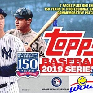 2019 Topps Series 1 MLB Baseball EXCLUSIVE Factory Sealed Retail Box with 98 Cards & SPECIAL MLB 150th Anniversary Commemorative PATCH! Loaded with Rookies & Inserts! Look for Autos & Relics! WOWZZER!