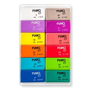 STAEDTLER 8023 C12-2 FIMO Soft Oven Hardening Modelling Clay 12 x 25 g Blocks - Brilliant Colours