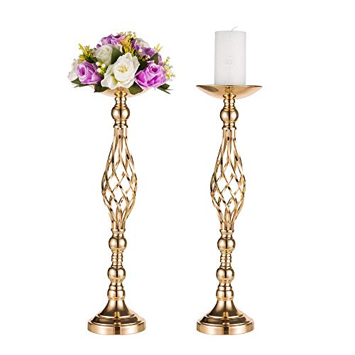 Versatile Metal Flower Arrangement, Candle Holder Stand Set for Wedding Party Dinner Centerpiece Event Restaurant Hotel Decoration (Twist Style, 10 x L)