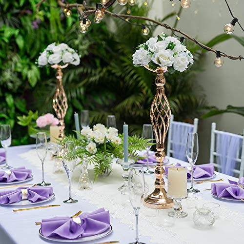 Versatile Metal Flower Arrangement, Candle Holder Stand Set for Wedding Party Dinner Centerpiece Event Restaurant Hotel Decoration (Twist Style, 10 x L)