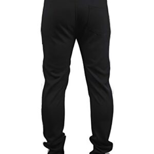 SCREENSHOTBRAND-P41901 Mens Activewear Premium Slim Fit Track Pants - Athletic Jogger Color Block Cut & Sew Sportswear Bottoms-Black-Medium