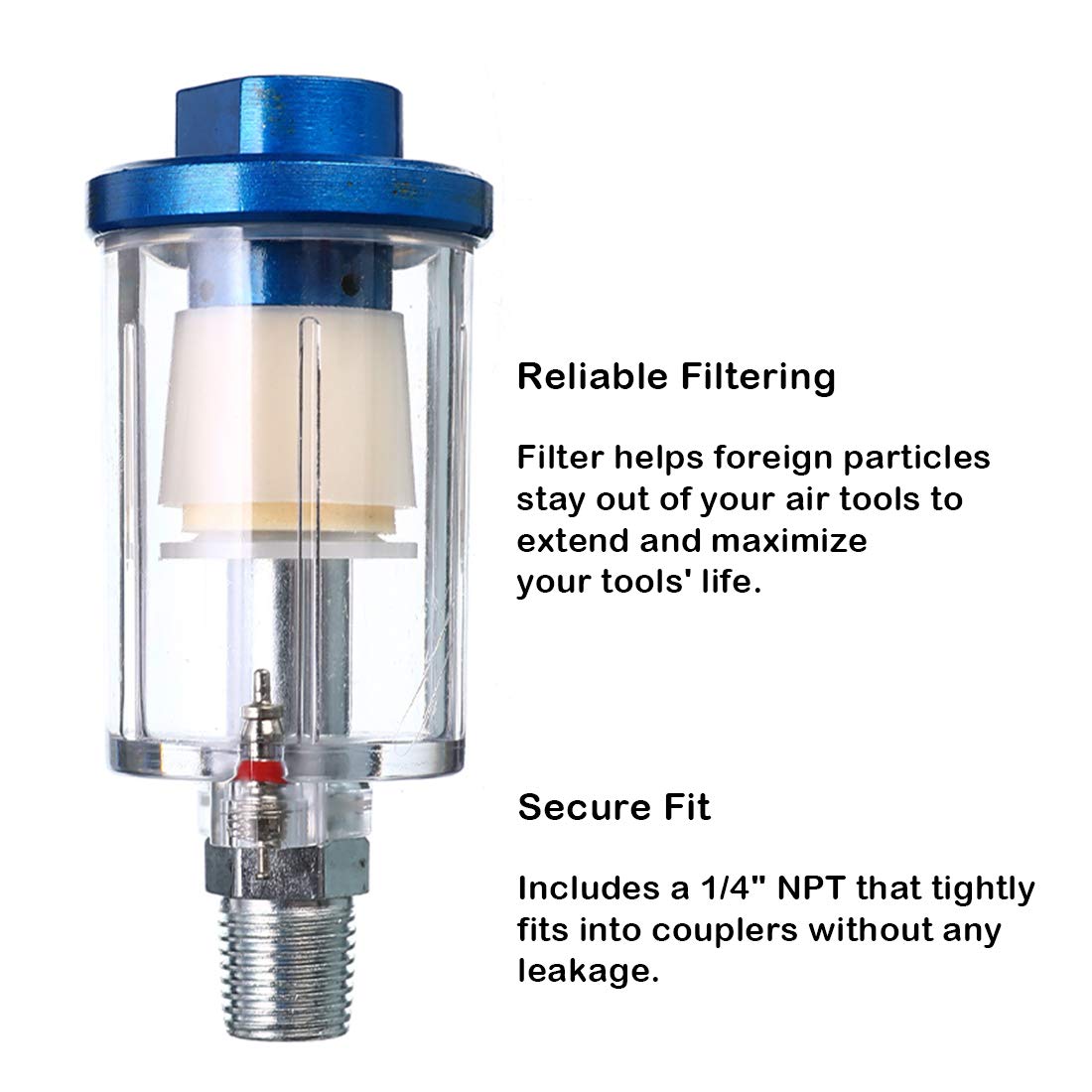 beduan Water Oil Separator Filter, 1/4" NPT Male and Female Thread Spray Gun Filters Air Line Compressor Fitting （Pack of 2）