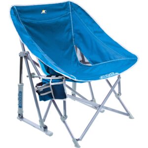 gci outdoor pod rocker beach chair | collapsible folding rocking chair with drink holder & portable carry bag — saybrook blue