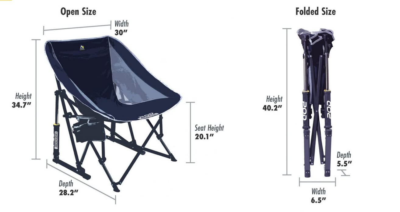 GCI Outdoor Pod Rocker Beach Chair | Collapsible Folding Rocking Chair with Drink Holder & Portable Carry Bag — Saybrook Blue