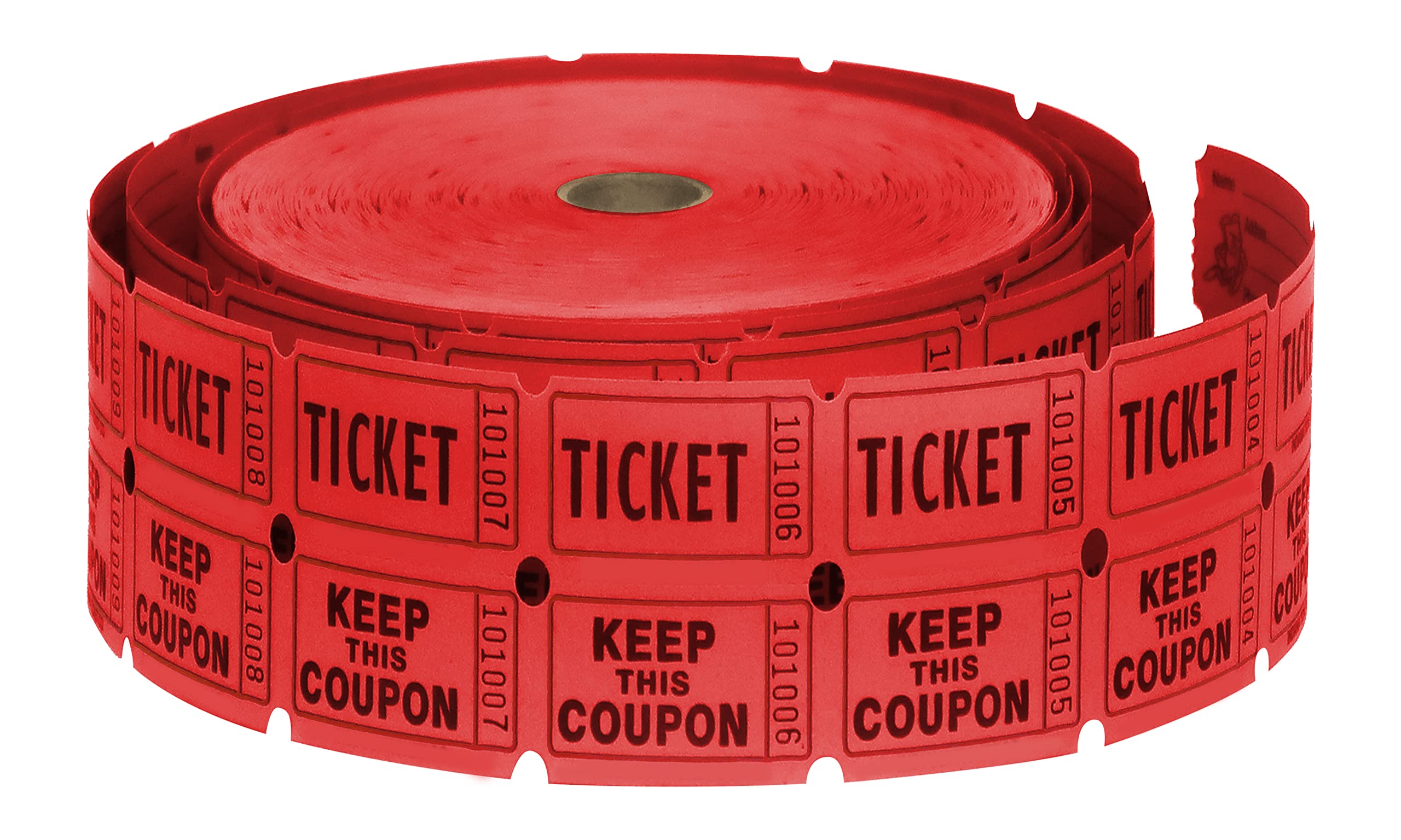 HENRY DOTS 50/50 Raffle Tickets Double Roll - 2000 Ticket Count Per Roll - Easy Tear Away Stubs for Contact Info - Raffle Drum Tickets Roll for Drinks, Carnival, Chinese Auction, Events (Red)