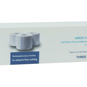 Areza Medical Surgical Tape Three Rolls Porous Skin Soft Fabric Cloth Adhesive Tape 2" x 10 Yards