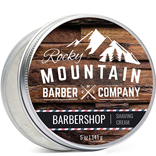 Shaving Cream for Men - Barbershop Scent - Thick Lather for Traditional and Cartridge Shaving by Rocky Mountain Barber Company - 5oz Tin