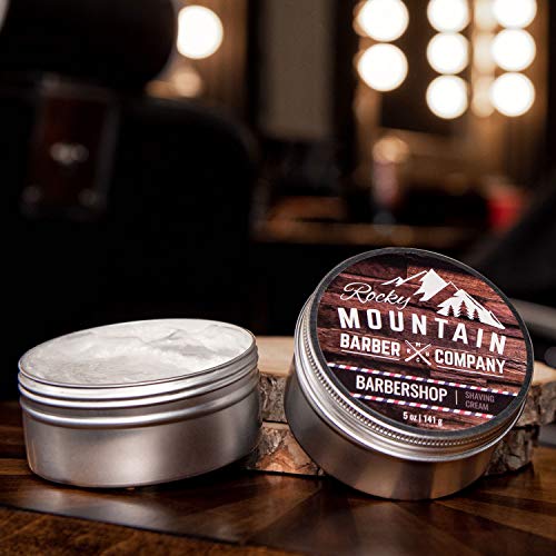 Shaving Cream for Men - Barbershop Scent - Thick Lather for Traditional and Cartridge Shaving by Rocky Mountain Barber Company - 5oz Tin