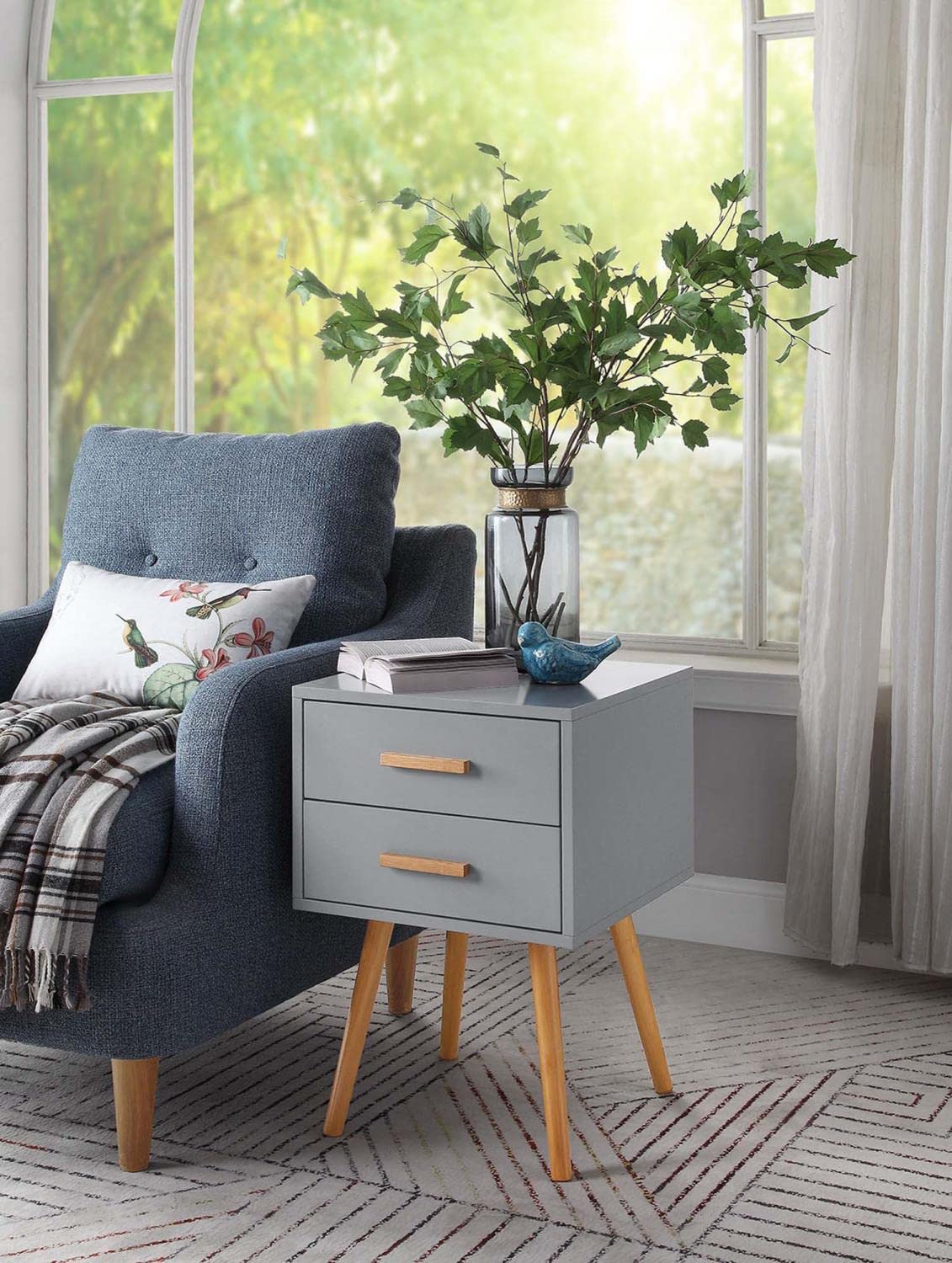 Convenience Concepts Oslo 2 Drawer End Table, Gray