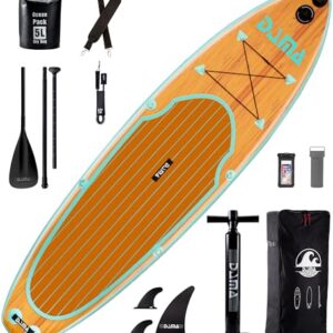 DAMA 10'6"x32"x6" Inflatable Paddle Board, sup Board, Paddleboard w/Camera Seat, Floating Paddle, Hand Pump, Board Carrier, Waterproof Bag, Drop Stitch, Traveling Board for Surfing