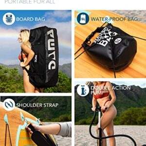 DAMA 10'6"x32"x6" Inflatable Paddle Board, sup Board, Paddleboard w/Camera Seat, Floating Paddle, Hand Pump, Board Carrier, Waterproof Bag, Drop Stitch, Traveling Board for Surfing