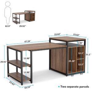 Tribesigns Extra Large 70 inches Computer Desk with Storage Shelf, Home Office Desk with Printer Stand & Cabinet Bookcase Combo, Writing PC Table with Space Saving Design,Dark Walnut