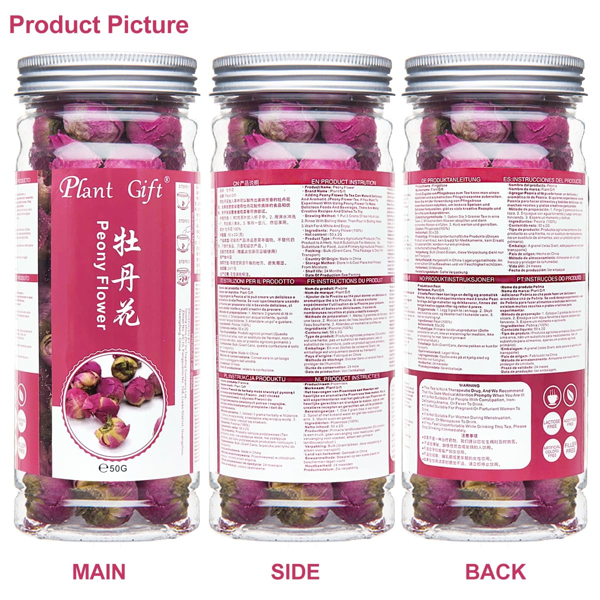 Plant Gift Peony Ball (Paeonia lactiflora) Pink Fragrance Ball Natural Dried Peony Flowers, Herbs Accessories Decorations, Chinese Peony Tea, Peonies Tea 50G/1.76oz