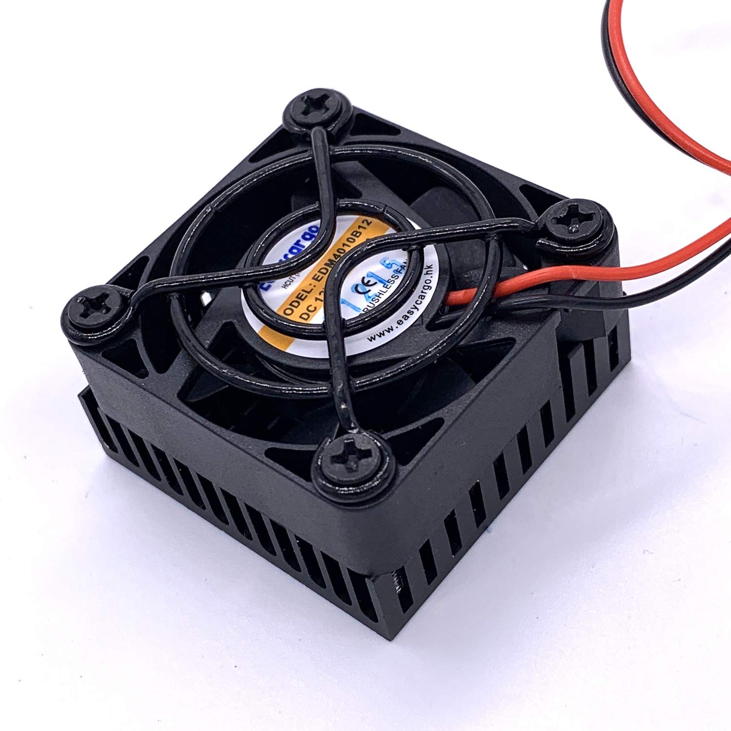 Easycargo 40mm Heatsink Fan 12V Kit, Cooler Heat Sink 40x40mm + 12V Ball Bearing Fan + Thermal Tape + Grill Screw Mounting Kit (1)