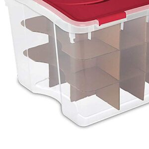 Sterilite 48 Quart Clear Stackable Holiday Christmas 45 Ornament Storage Box with Lid (12 Pack)