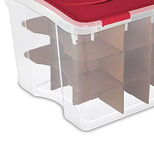 Sterilite 48 Quart Clear Stackable Holiday Christmas 45 Ornament Storage Box with Lid (12 Pack)