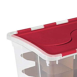 Sterilite 48 Quart Clear Stackable Holiday Christmas 45 Ornament Storage Box with Lid (12 Pack)