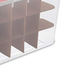 Sterilite 48 Quart Clear Stackable Holiday Christmas 45 Ornament Storage Box with Lid (12 Pack)