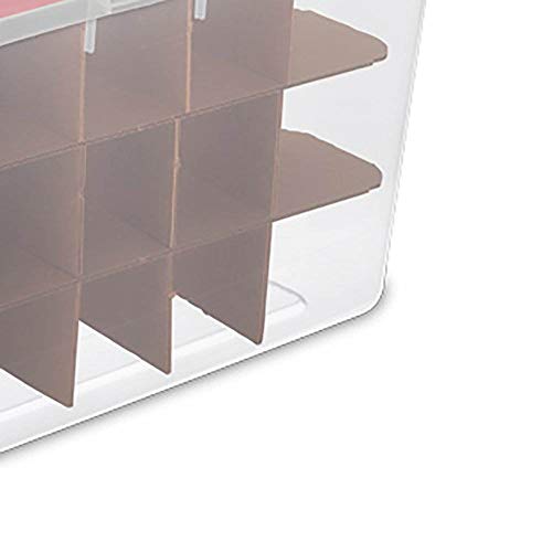 Sterilite 48 Quart Clear Stackable Holiday Christmas 45 Ornament Storage Box with Lid (12 Pack)