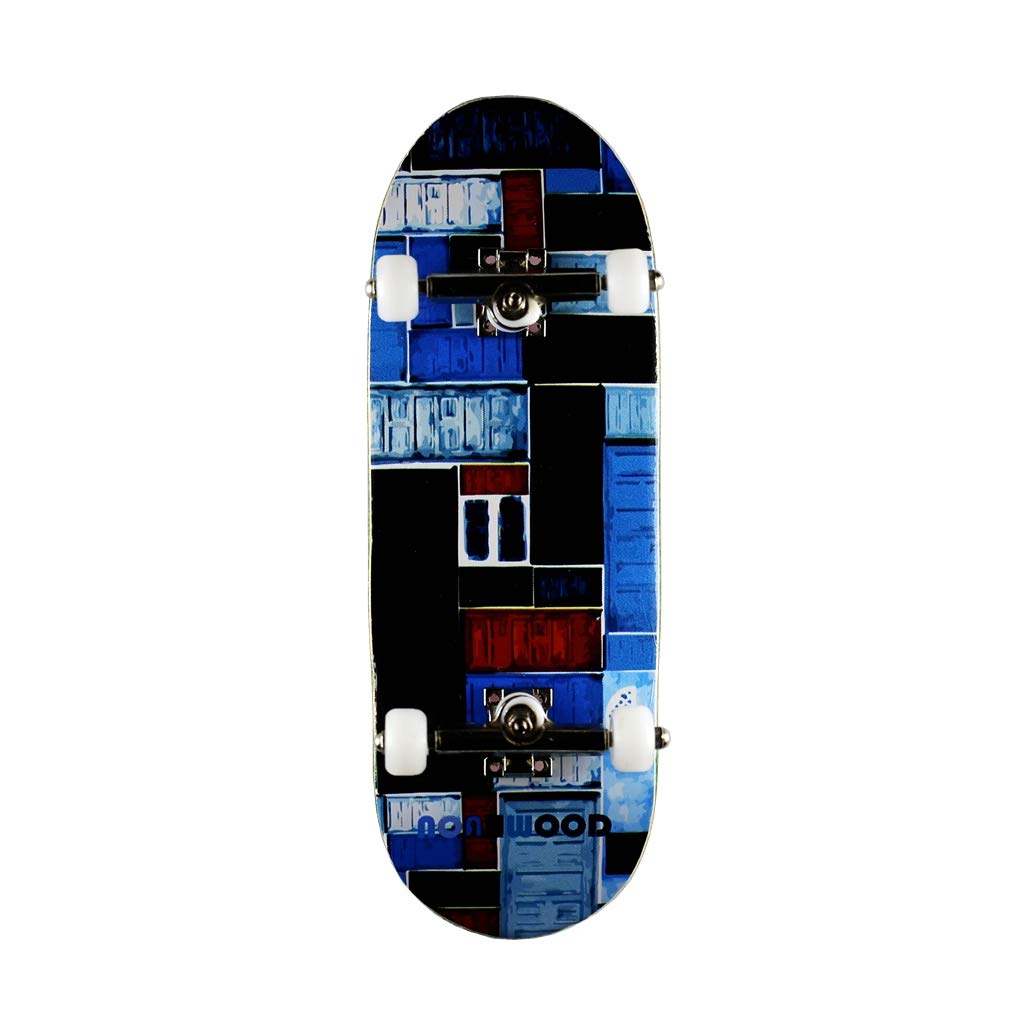 NOAHWOOD Wooden Fingerboard Complete (NW8.0 Maple 6-Layer 360Flip Deck, NW2.0 King Trucks Silvery,NW3.0 Wheels White) (Blue Door iii, 100x34mm Standard Concave)