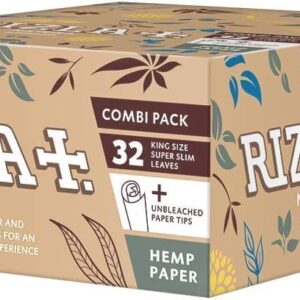 5 X RIZLA Natura Combi Pack - (32 King Size Super Slim Leaves + Unbleached Paper Tips)