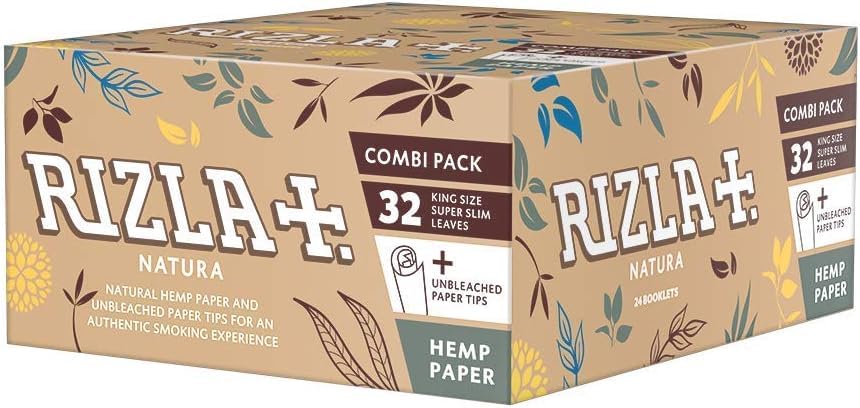 5 X RIZLA Natura Combi Pack - (32 King Size Super Slim Leaves + Unbleached Paper Tips)