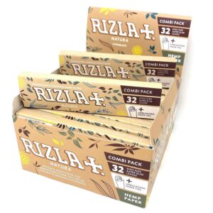 5 X RIZLA Natura Combi Pack - (32 King Size Super Slim Leaves + Unbleached Paper Tips)