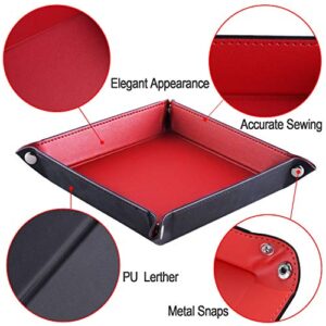 SIQUK 6 Pieces Dice Tray PU Leather Dice Rolling Tray Folding Square Holder for Dice Games, 6 Colors