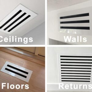 BUILDMART - 12x8 Modern AC Vent Cover - Decorative White Air Vent - Standard Linear Slot Diffuser - Register Grille for Ceiling, Walls & Floors - Texas Buildmart