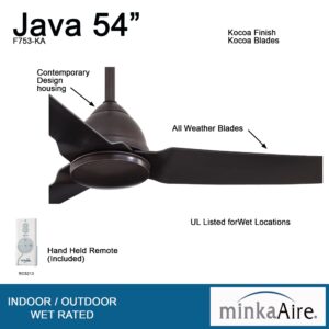 MINKA-AIRE F753-KA, Java Kocoa 54" Outdoor Ceiling Fan with Remote and Additional Wall Control