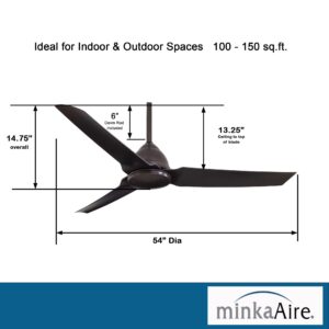 MINKA-AIRE F753-KA, Java Kocoa 54" Outdoor Ceiling Fan with Remote and Additional Wall Control