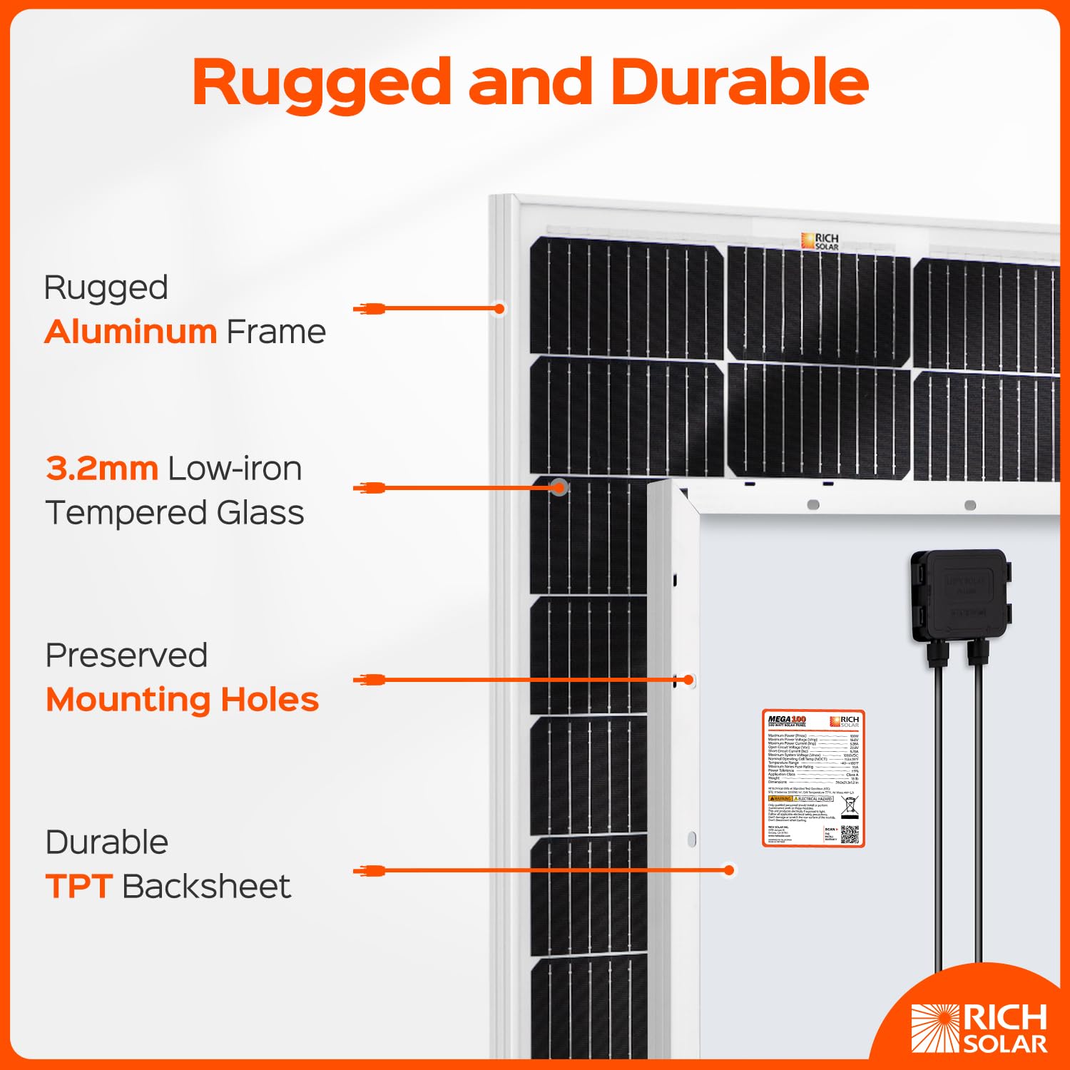 RICH SOLAR 100 Watts 12 Volts Monocrystalline Solar Starter Kit with 40A MPPT Charge Controller