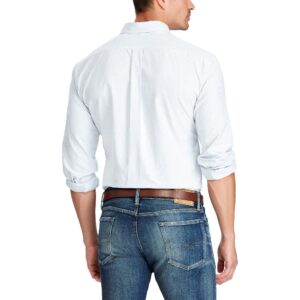 Polo Ralph Lauren Mens Classic Fit Oxford Longsleeve Buttondown Shirt (Blue White Stripe, Medium)