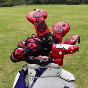 Craftsman Golf Rescue Hybrid Headcover Embroidery Bomb, Red and Black PU Leather Golf Head Covers for Hybrid (Hybrid Cover UT)