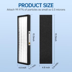 FLT4825 True HEPA B Replacement Filters Compatible with GermGuardian AP AC4825, AC4825E, AC4300BPTCA, AC4850PT, AC4900CA, CDAP450,PureGuardian AP2200CA and Black+Decker BXAP1,2 HEPA + 8 Carbon Filters